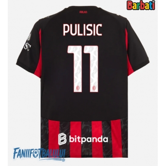 AC Milan Christian Pulisic #11 Tricou Fotbal Replică 2025-26 Barbati Acasa